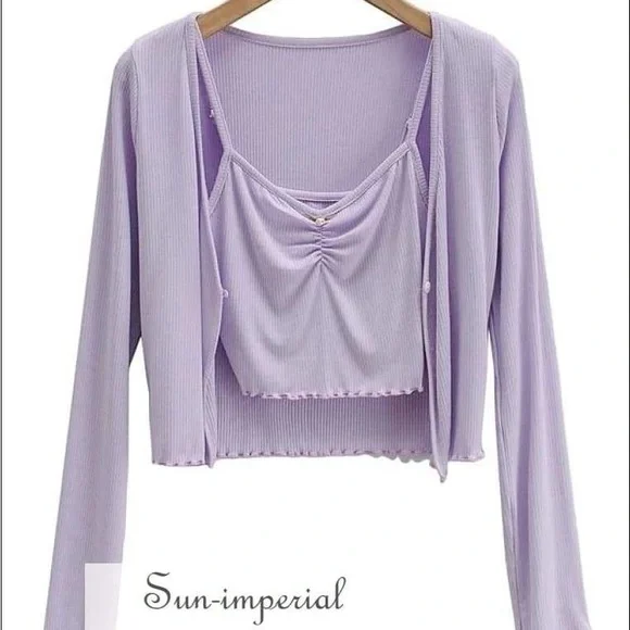 Lavender Ribbed Women's Top - Picture 2 of 3